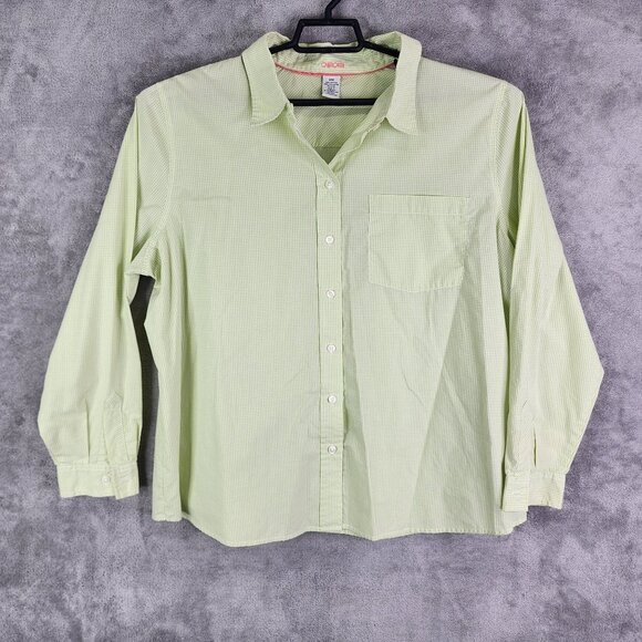 Women's Green Checkered Cherokee Shirt Long Sleeve Button Down Size 18W - Picture 2 of 9